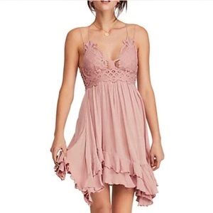Free People Adella Lace Mini Dress in Pale Pink Small NWOT